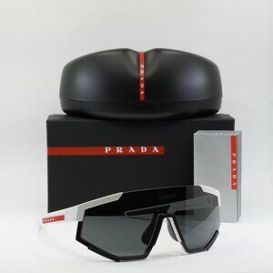 Prada Sport PS04WSF TWK06F Shield Sunglasses – White Rubber/Dark Grey